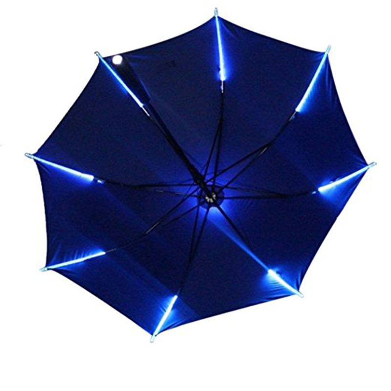 Costolette a LED con ombrello dritto e asta LED con manico in plastica Ombrello torcia