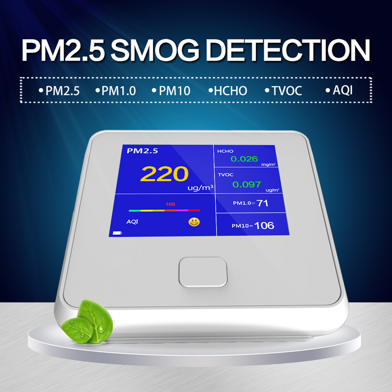 Analizzatore di gas Indoor Indoor Digital PM2.5 Analizzatore di gas TVOC HCHO AQI PM10 Analizzatore d'aria con batteria ricaricabile