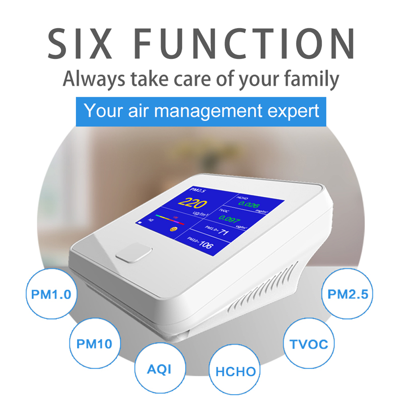 Dienmern DM103 Rilevatore di qualità dell'aria per PM2.5 + HCHO + TVOC + AQI + PM1.0 + PM10