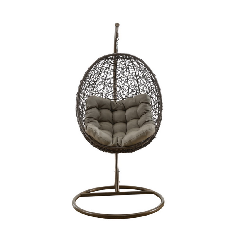 Outdoor Garden Patio Sedia girevole con cesto rotondo in rattan bianco