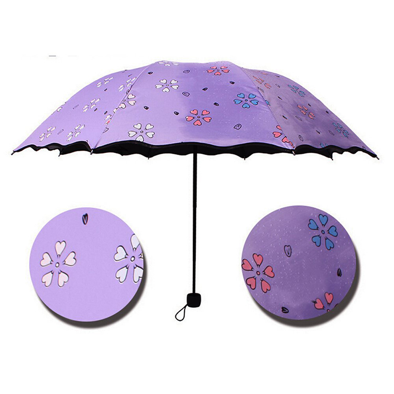 Bella stampa 3 volte manuale aperto magico cambiare colore ombrello sotto la pioggia