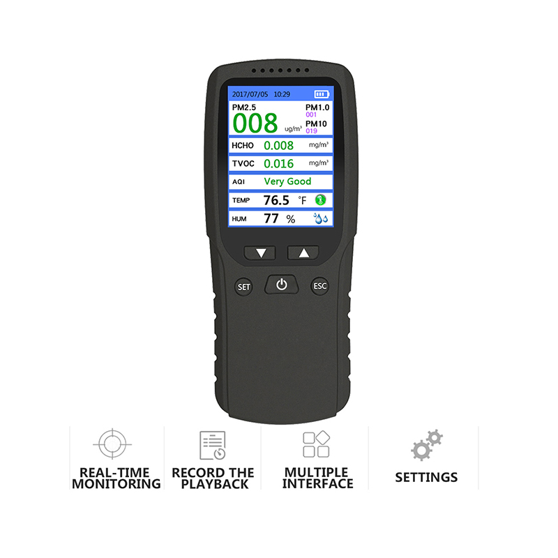 Dienmern new Hot PM2.5 Rilevatore misuratore di qualità dell'aria Monitor Misuratore RicaricabileDM-106A Decodificatore d'aria nero