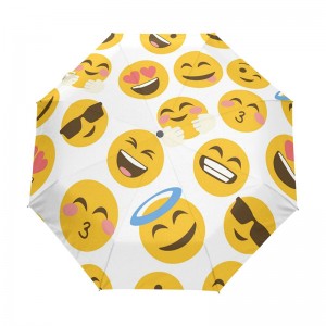 Meravigliosa stampa personalizzata più economica Emoji ombrello automatico completo 3 pieghevole