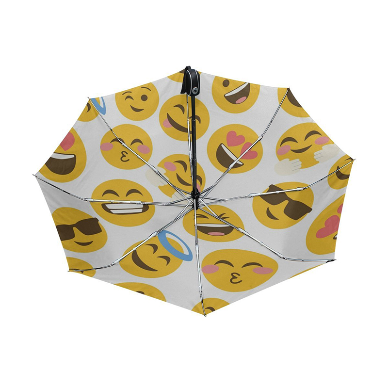 Meravigliosa stampa personalizzata più economica Emoji ombrello automatico completo 3 pieghevole