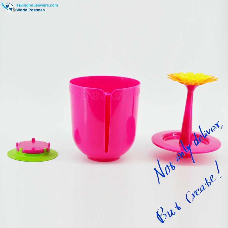 Porta rotolo in plastica con forma di vaso di fiori