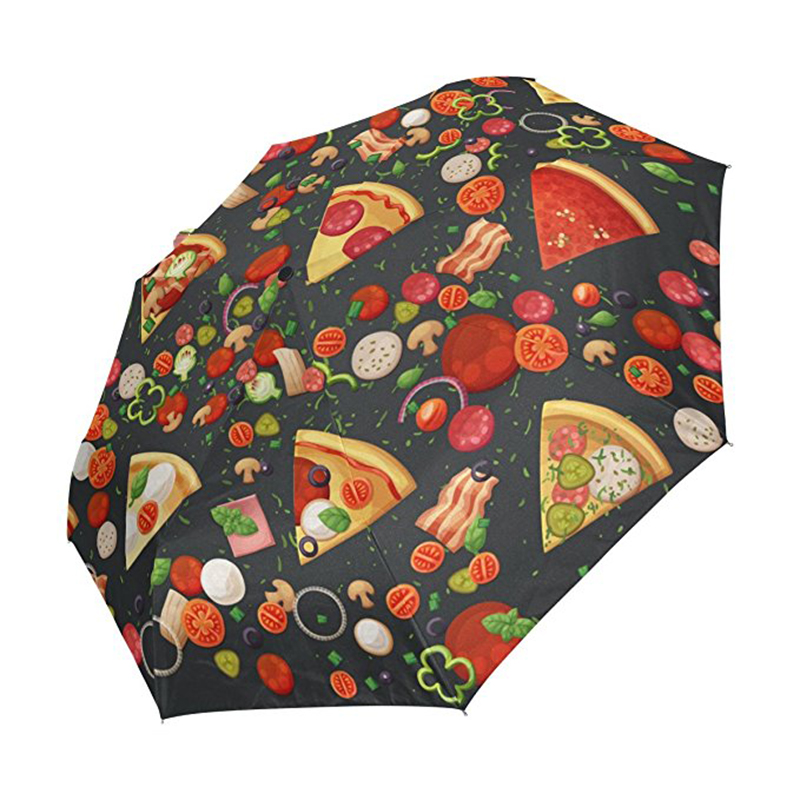 Pizza divertente stampa Promozionale articoli da regalo logo personalizzato stampa 3 volte auto aperto e ombrello chiuso auto