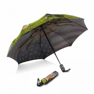 Le costole personalizzate della vetroresina della sezione di stampa su ordinazione antivento di vendita portatile 2 aprono e chiudono l'ombrello di 3 volte