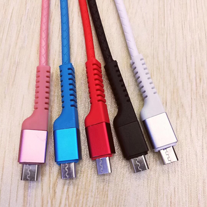 Ricarica rapida Cavo TPE USB rotondo per micro USB, tipo C, carica e sincronizzazione fulmini per iPhone