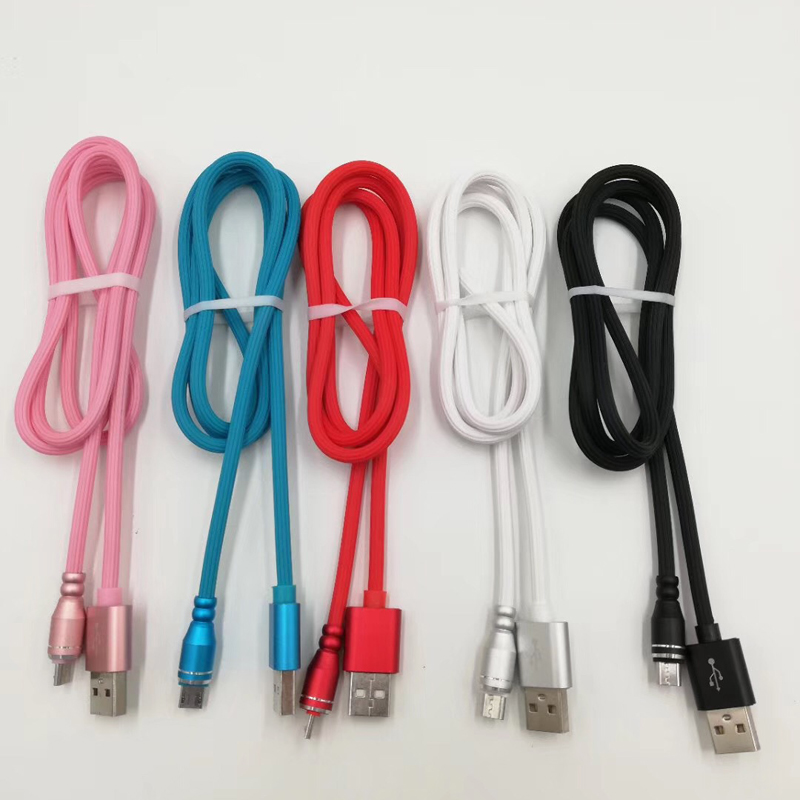 Carica rapida Custodia in alluminio TPE Cavo USB rotondo per micro USB, tipo C, carica e sincronizzazione fulmini per iPhone