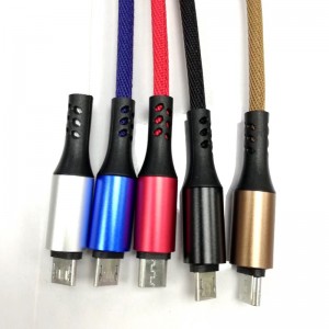 Cavo dati Micro-USB 2.0 con cavo intrecciato a giro rapido per micro USB, tipo C, ricarica e sincronizzazione fulmini per iPhone