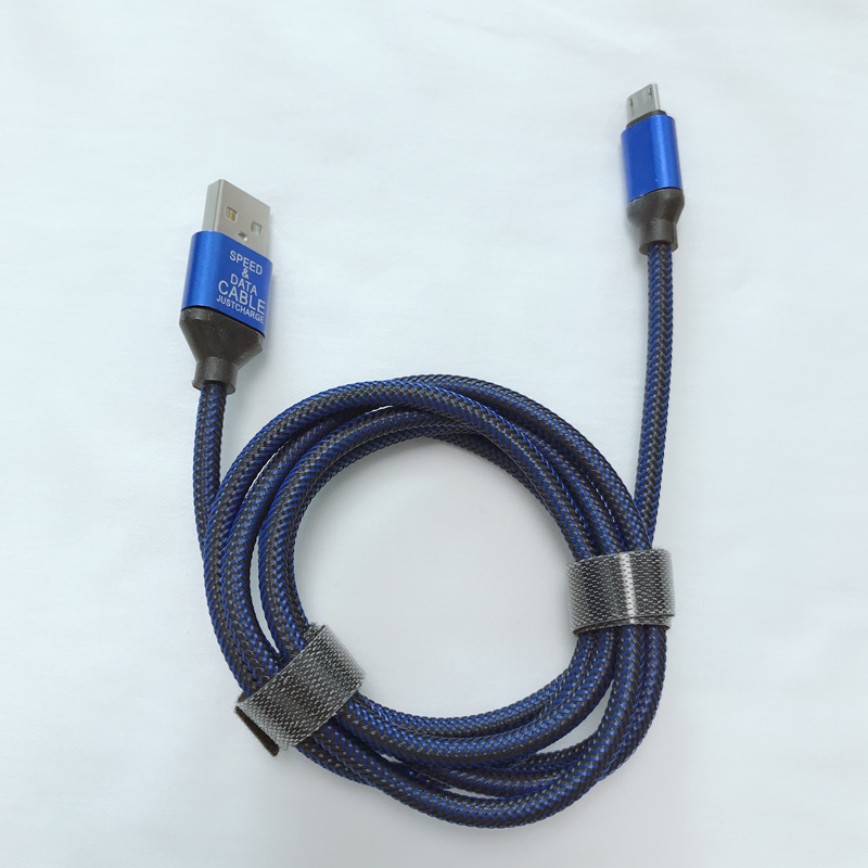 Cavo a rete intrecciata per pesci Ricarica rotonda Custodia in alluminio Cavo USB per micro USB, tipo C, ricarica e sincronizzazione fulmini per iPhone