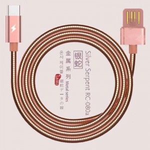 Cavo del tubo metallico USB 2.0 Dual Face Ricarica di alloggiamento rotondo in alluminio Cavo dati Micro-USB 2.0