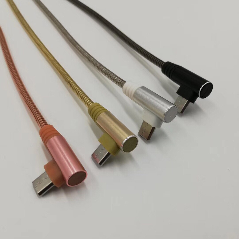 Cavo USB 2.0 Metal Tube Ricarica rotonda Custodia in alluminio Cavo USB per micro USB, tipo C, ricarica e sincronizzazione fulmini per iPhone