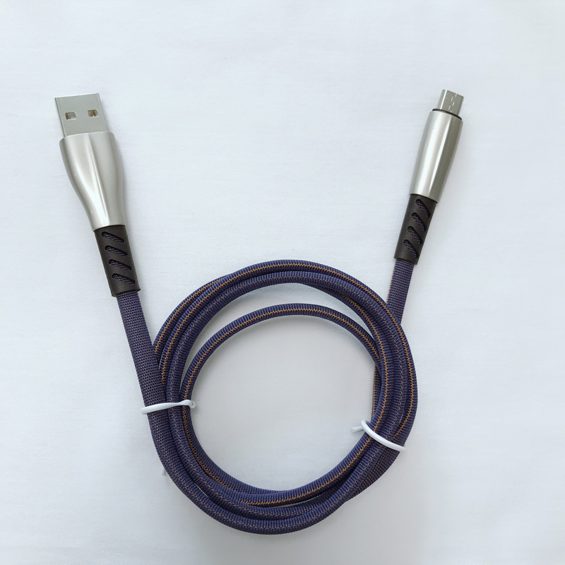 Cavo dati intrecciato 3.0A Custodia in lega di zinco piatta a ricarica rapida Flex bending Groviglio cavo USB gratuito per micro USB, tipo C, ricarica e sincronizzazione fulmini per iPhone