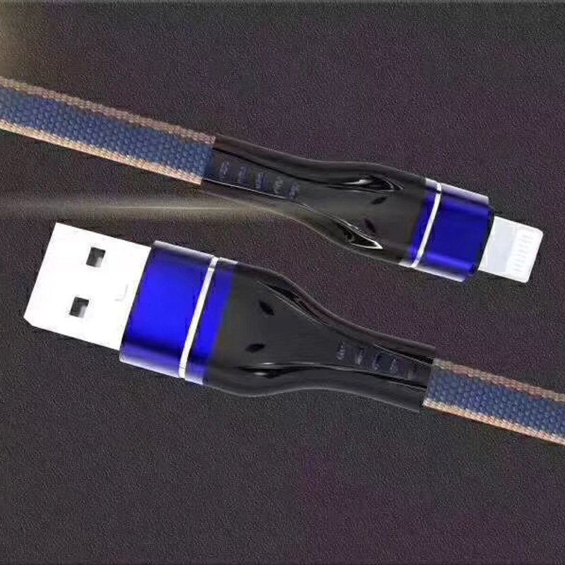 Alloggiamento di alluminio piatto di ricarica veloce intrecciato Flex cavo di dati USB di groviglio di piegatura grossa per micro USB, tipo C, ricarica e sincronizzazione fulmine di iPhone