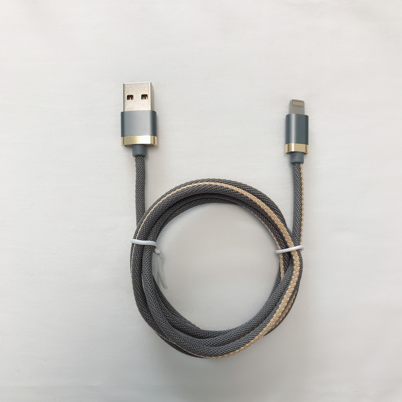 Cavo dati USB intrecciato in alluminio tondo con ricarica rapida intrecciata per micro USB, tipo C, ricarica e sincronizzazione fulmini per iPhone