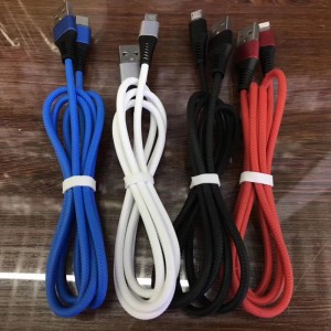 Custodia in alluminio tonda per ricarica rapida TPE flessibile Cavo dati USB per micro USB, tipo C, carica fulmini per iPhone e sincronizzazione