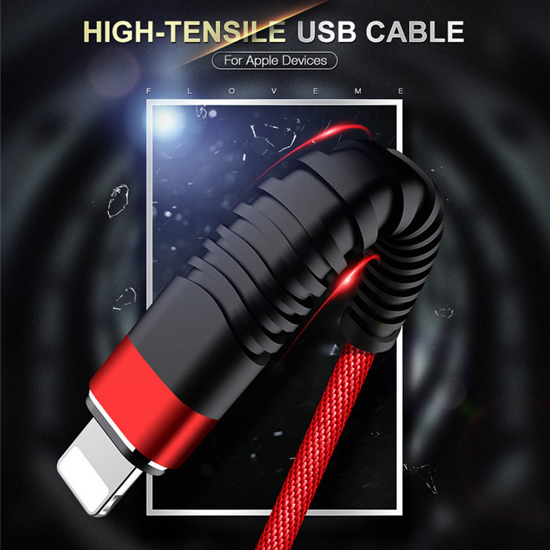 Custodia rotonda in alluminio a ricarica rapida con intreccio flessibile Flexgending Groviglio cavo dati USB per micro USB, tipo C, carica fulmini per iPhone e sincronizzazione