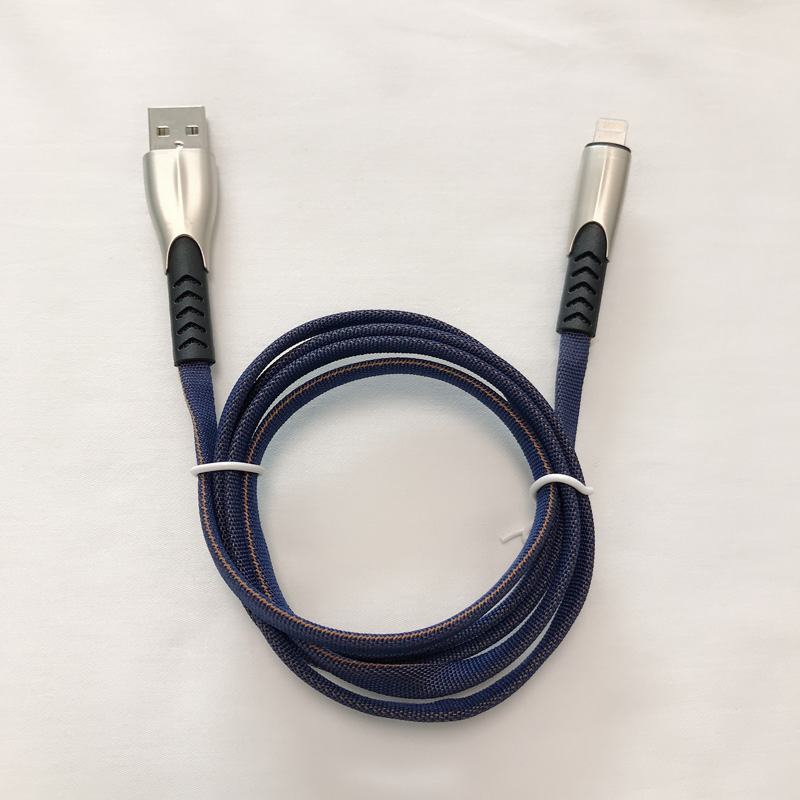 3.8A Intrecciato Veloce Ricarica Custodia in lega di zinco piatta Groviglio Flessione flessibile Flessione cavo dati USB per micro USB, tipo C, carica e sincronizzazione fulmini per iPhone