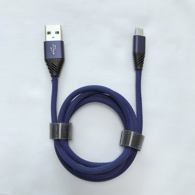 Custodia in alluminio tonda con ricarica rapida a treccia Flex cavo dati USB per micro USB, tipo C, carica per fulmine iPhone e sincronizzazione