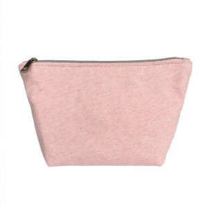 Borsa cosmetica portatile con cerniera in fibra naturale