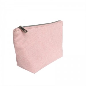 Borsa cosmetica portatile con cerniera in fibra naturale