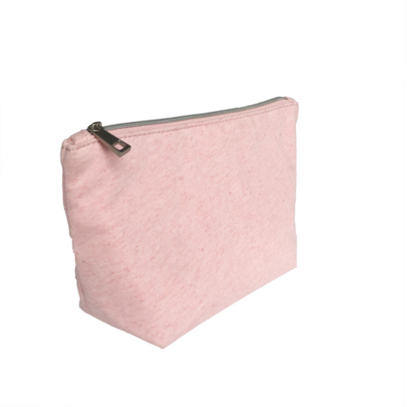 Borsa cosmetica portatile con cerniera in fibra naturale