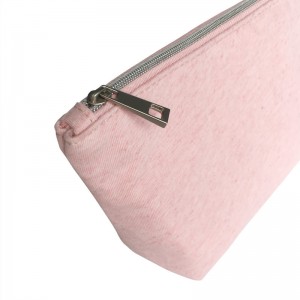 Borsa cosmetica portatile con cerniera in fibra naturale