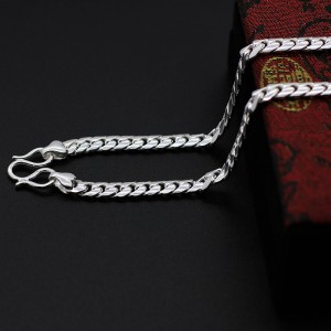 Collana in argento 990 con doppia fibbia Collana con doppio lato gonna Accessori per gioielli da uomo europei e americani