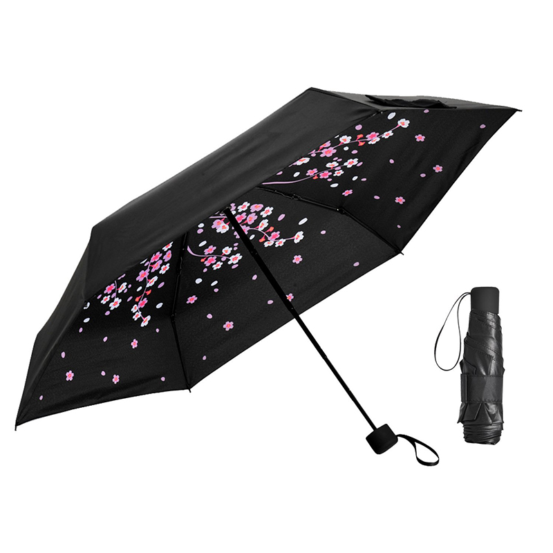 Popolare protezione solare fiore interno stampa 5 volte mini ombrello