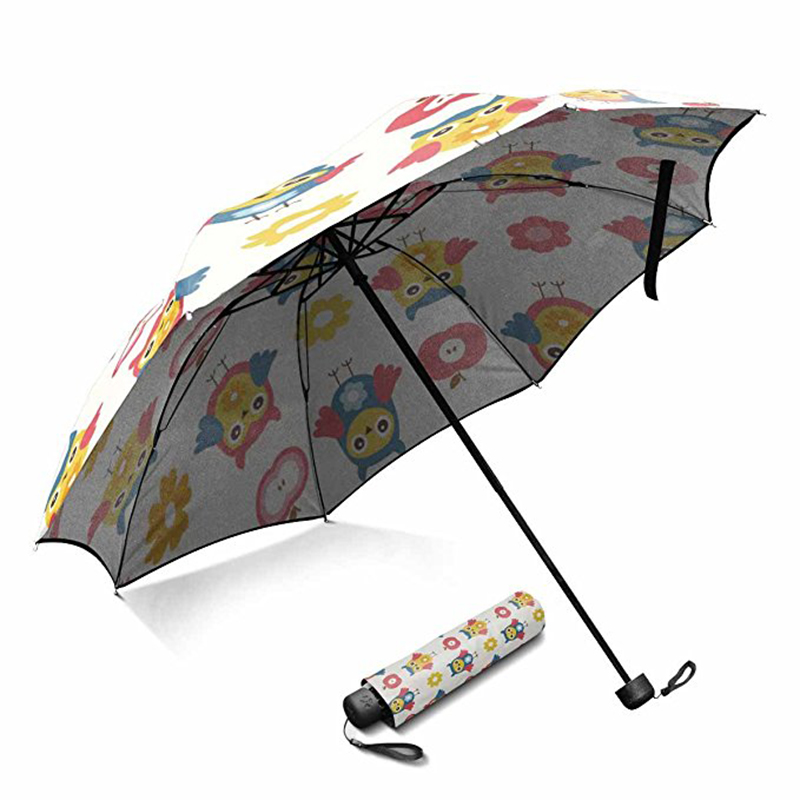 Novità ombrello dimensioni standard personalizzato stampa tessuto pongee manuale aperto 3 ombrello pieghevole