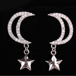 Orecchini S925 Car Flower Tremella Star Moon Embedded Zircone Orecchini di moda