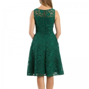 Abito senza maniche in pizzo midi verde Lady fashion