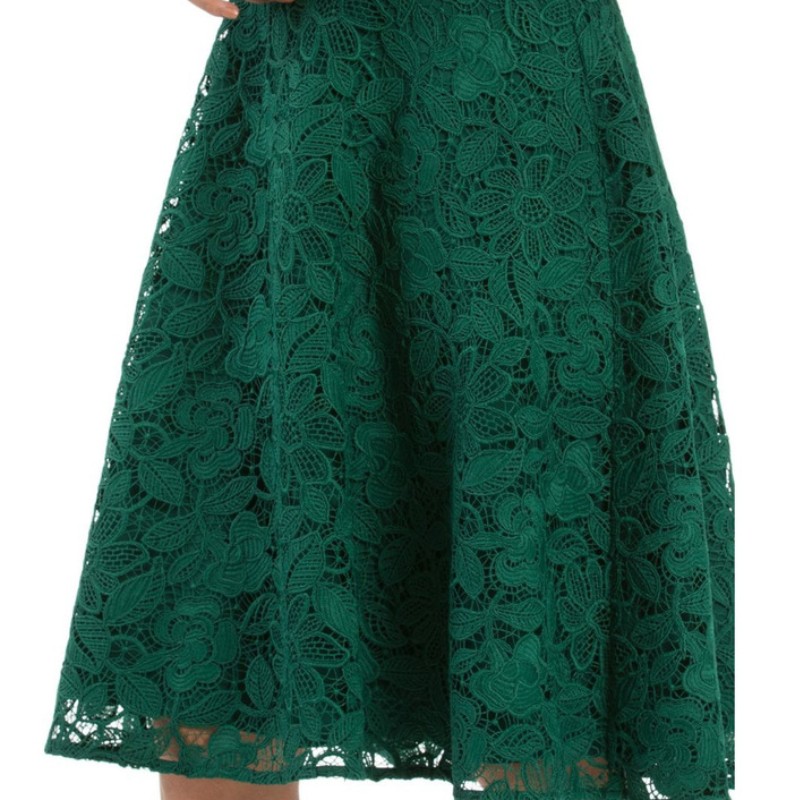 Abito senza maniche in pizzo midi verde Lady fashion