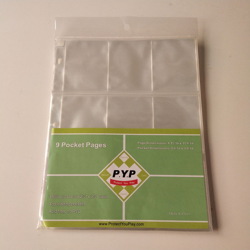 9 Pocket Poly Card Holder Protezioni per pagine Foglio di plastica per raccoglitori