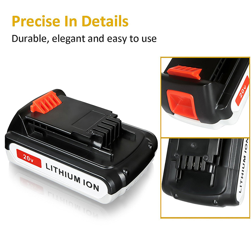 Batterie ricaricabili Li-ion 2000mAh 20V per Black u0026 Decker LB20, LBX20, LBX4020, LB2X4020