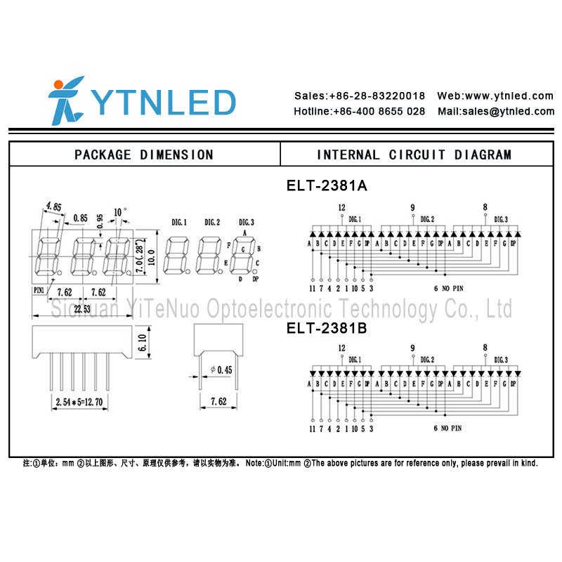 Display a LED a 7 segmenti rosso a 7 cifre da 0,28 pollici, tubo digitale