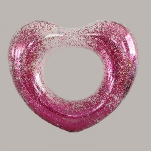 Anello da nuoto a forma di cuore trasparente glitter gonfiabile per bambini