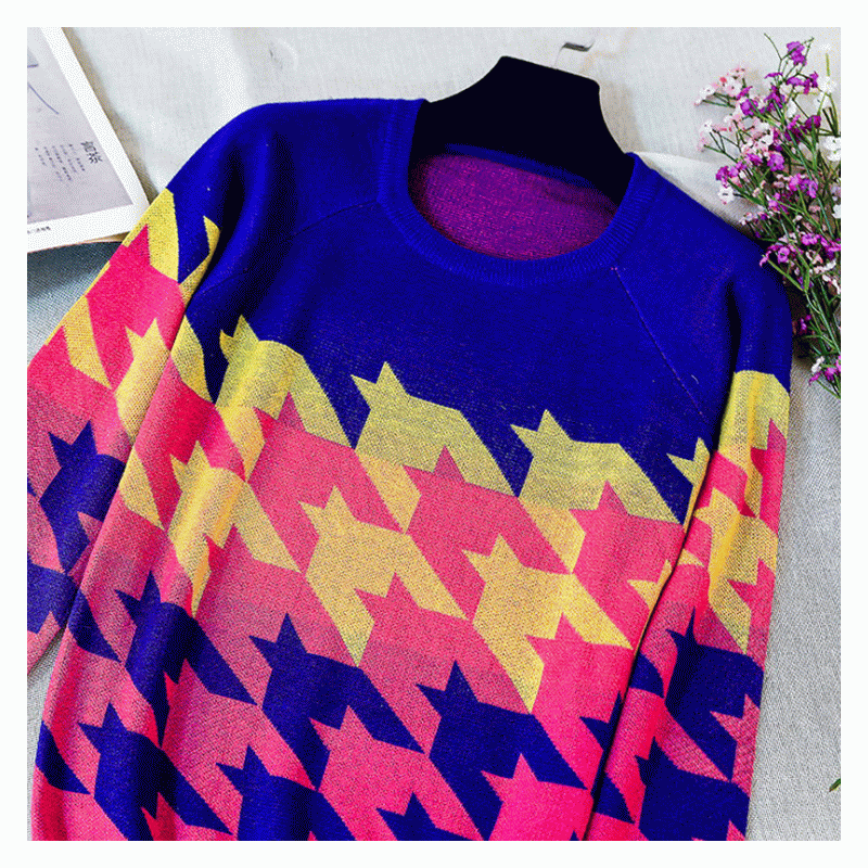 Maglioni di pullover di pullover fantasia colori pullover a maniche lunghe