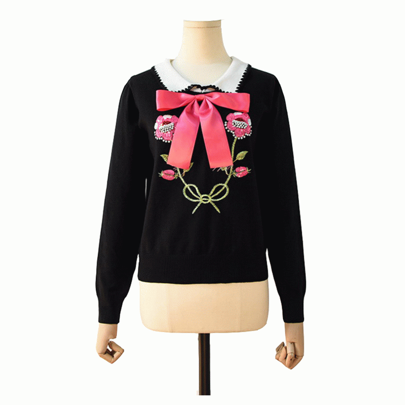 Maglioni di pullover ricamo ricamo fiore personalizzato abbigliamento donna lavorato a maglia