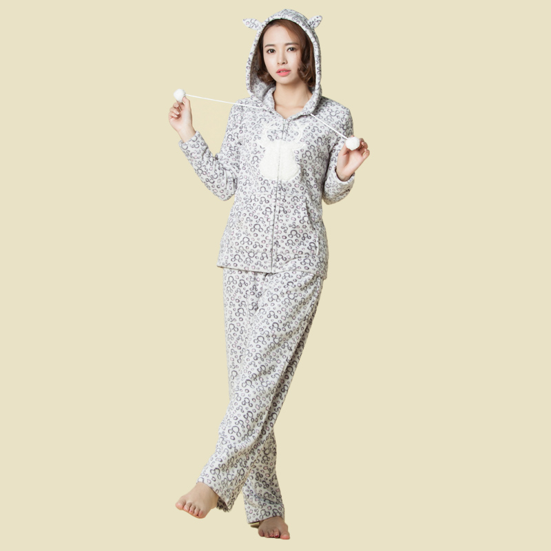 Set per pigiama adulto in fleece stampato da donna