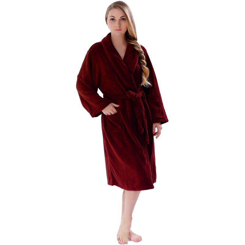 Adult Coral Fleece Robes Uomo Donna Accappatoio tinta unita Coppia pigiama