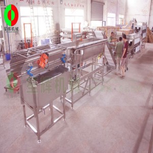 Grande linea di produzione di frutta e verdura e taglio di frutta