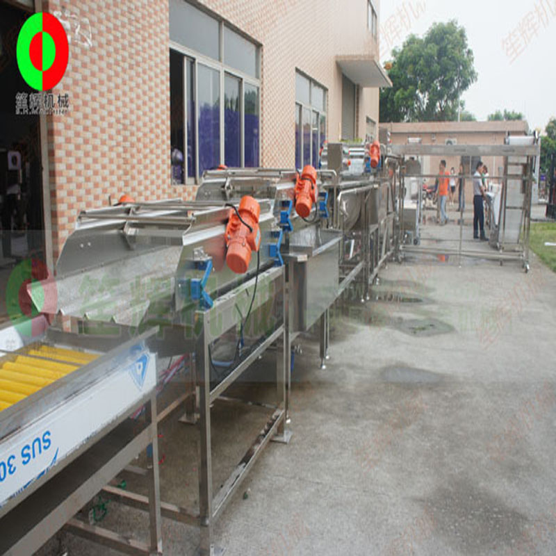 Grande linea di produzione di frutta e verdura e taglio di frutta