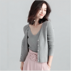 Ladies Fitted Cardigan con due pezzi e maglione gilet