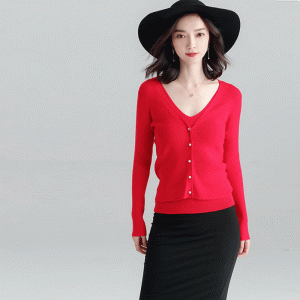 Ladies Fitted Cardigan con due pezzi e maglione gilet