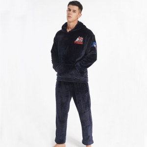 Pigiama da uomo in flanella di lusso con ricamo da uomo