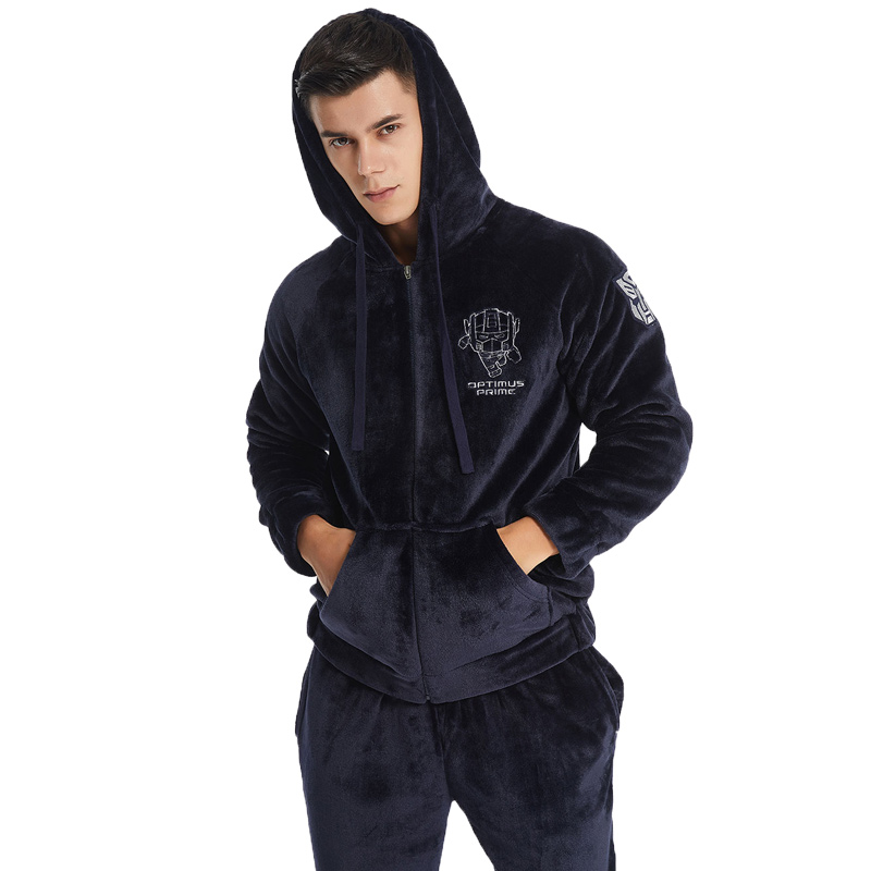 Set da uomo pigiama in flanella di lusso con ricamo in pile