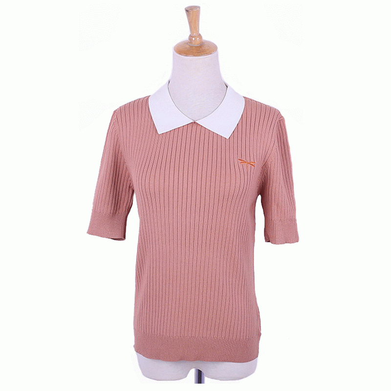Maglioncino pullover a maniche corte con ricamo a forma di collo e maniche a forma di libellula per occasioni ufficiali