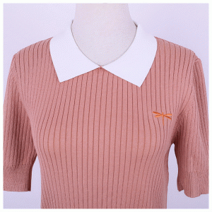 Maglioncino pullover a maniche corte con ricamo a forma di collo e maniche a forma di libellula per occasioni ufficiali